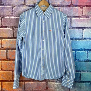 Hollister Shirt Sleeve Button Down Men's Blue White Size Small Stripes